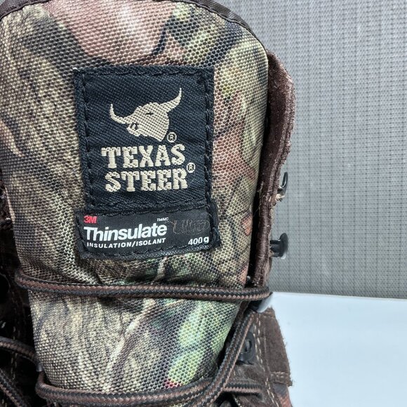 Texas Steer Camo Suede KIRIT Waterproof Work Hunting Boots Men's size 7.5W - Picture 4 of 7
